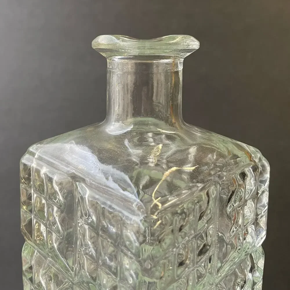 Vintage Clear Quilted Pressed Glass Bottle Bar Decor
